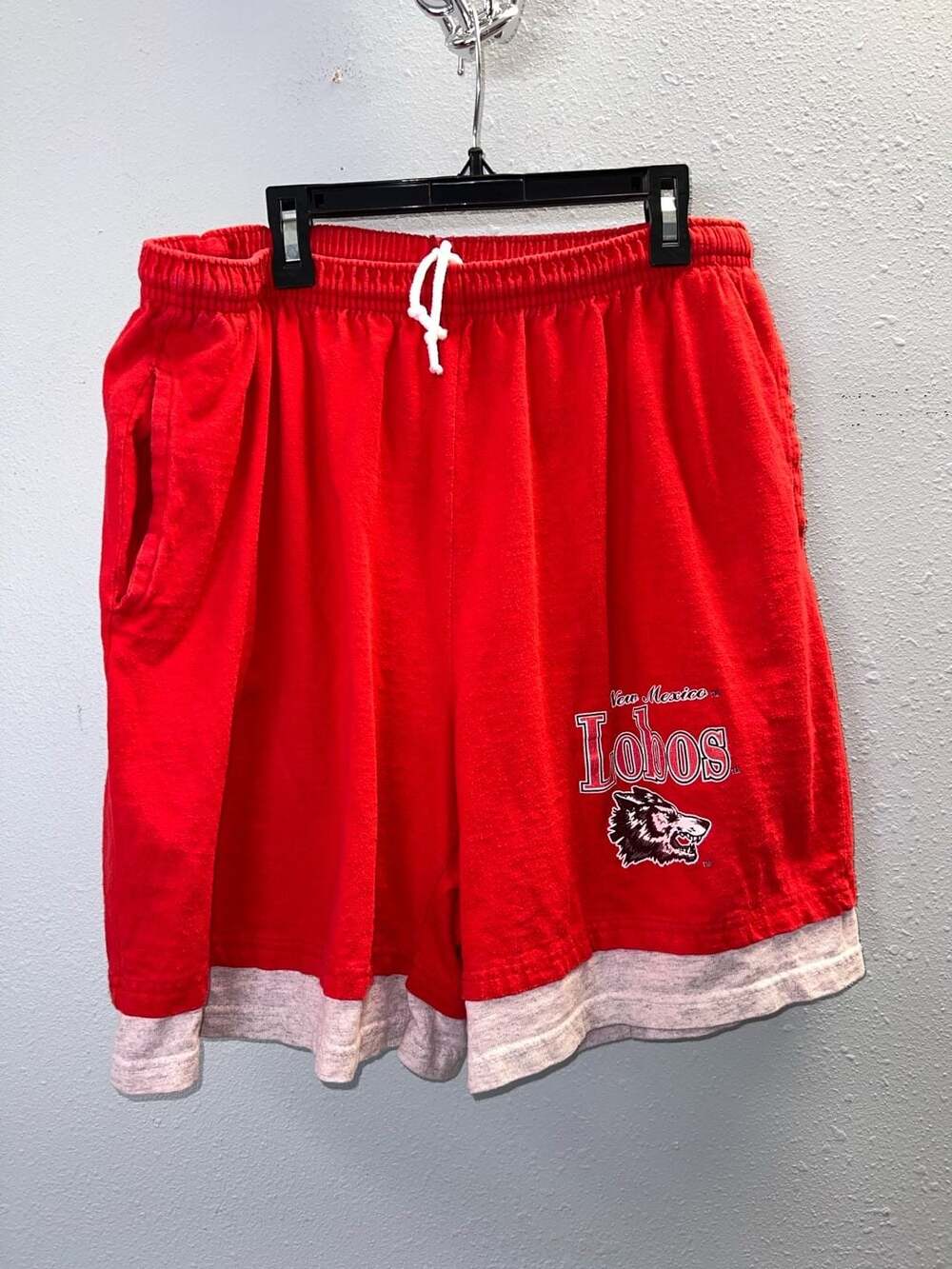 Vintage 90s New Mexico Lobos Jostens Double Layer Sweat Shorts Mens XL Red 0611